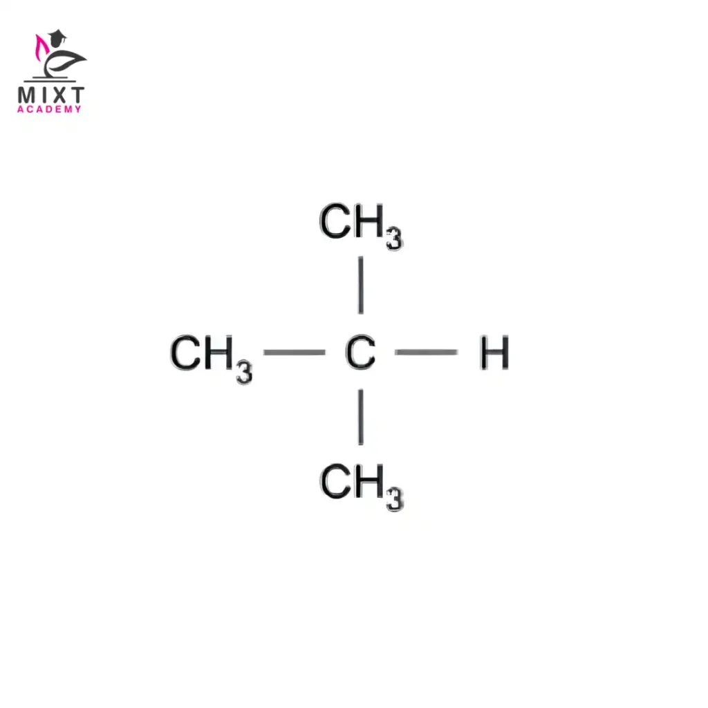 Branched isobutane structure with a central carbon bonded to three CH₃ groups and one hydrogen