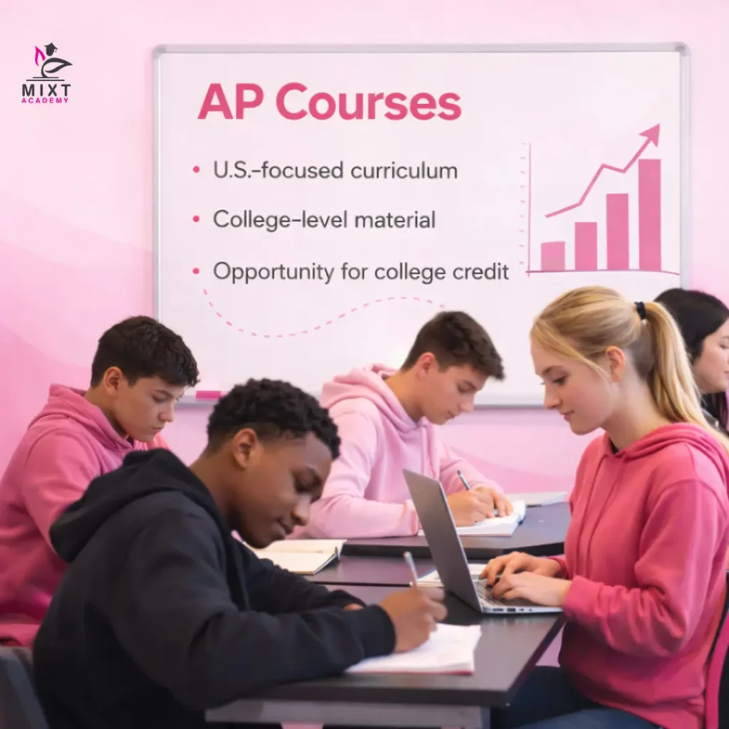 High school students attending an AP course classroom session