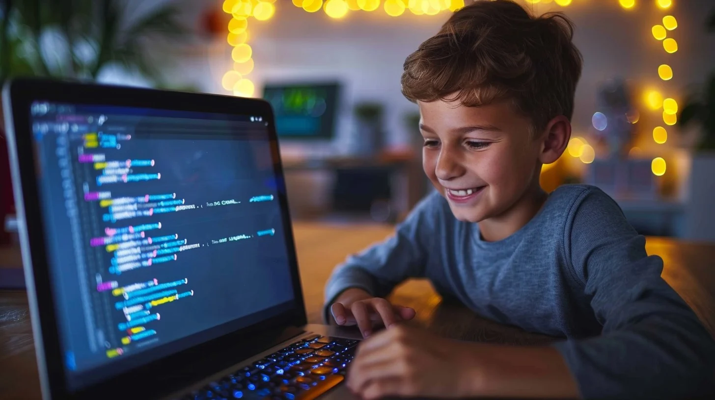 MacBook Air on brown wooden table