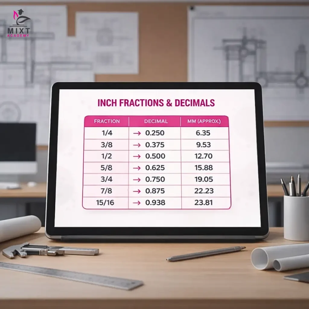 Inch fraction to decimal chart