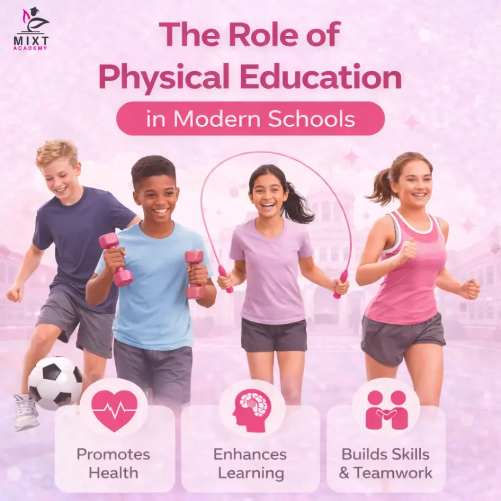 Students exercising in school highlighting the role of physical education in modern schools.