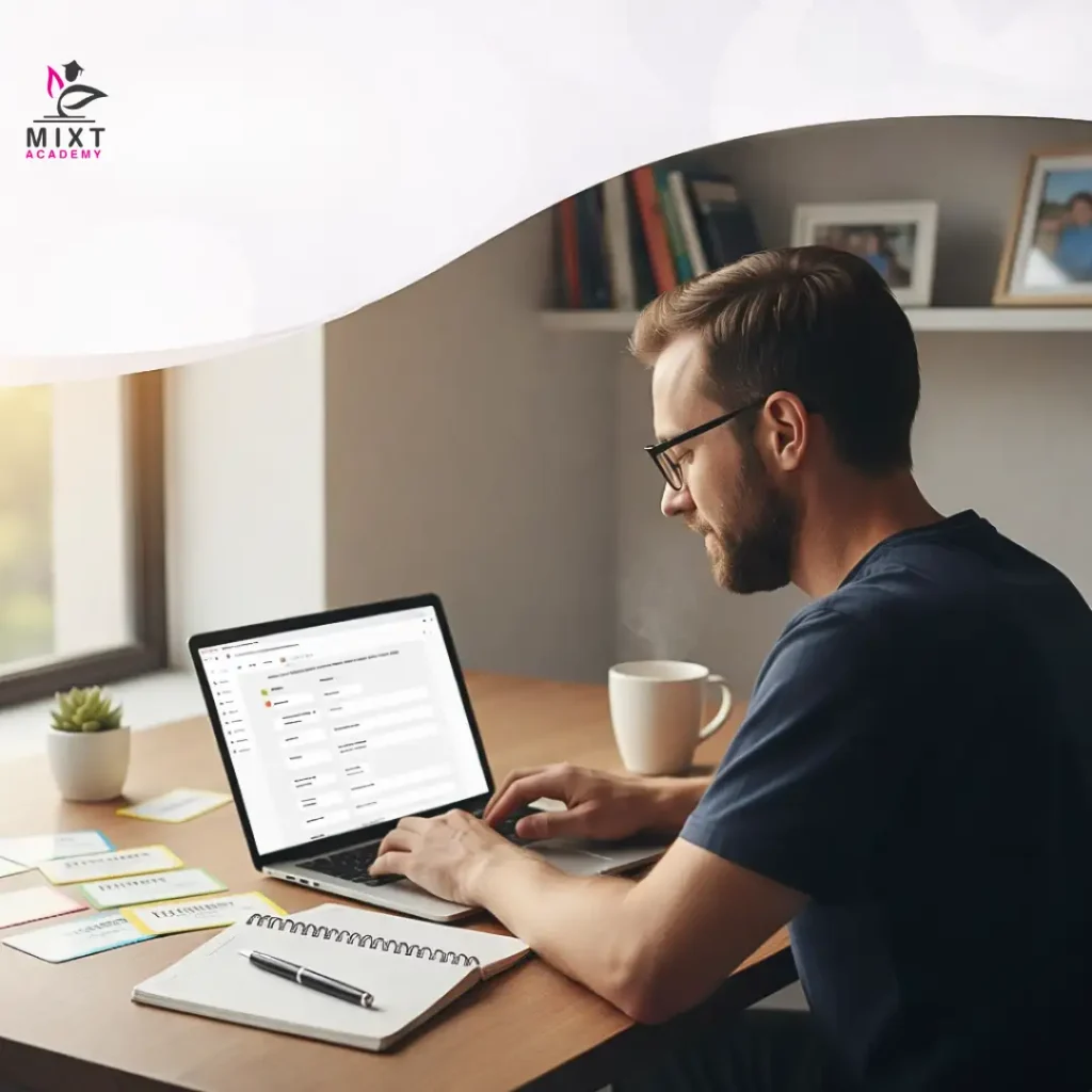 Adult learner practising vocabulary building techniques‑mixt‑academy