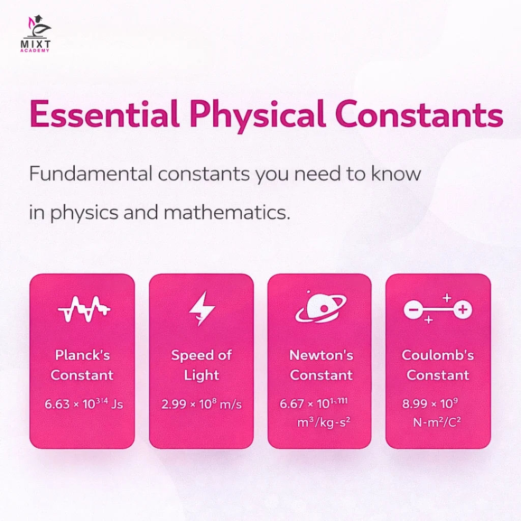 An image showing essential physical constants 