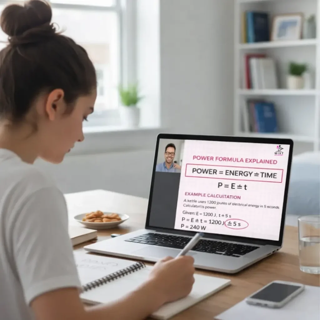 Online GCSE Physics tutoring support using the AQA equation sheet