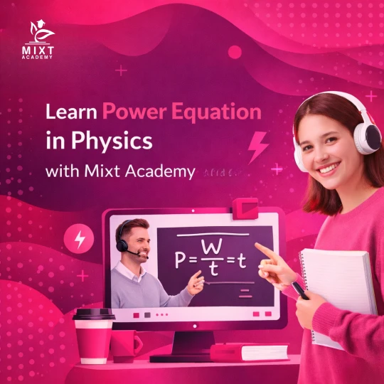 Student learning the power equation in physics through an online class with Mixt Academy