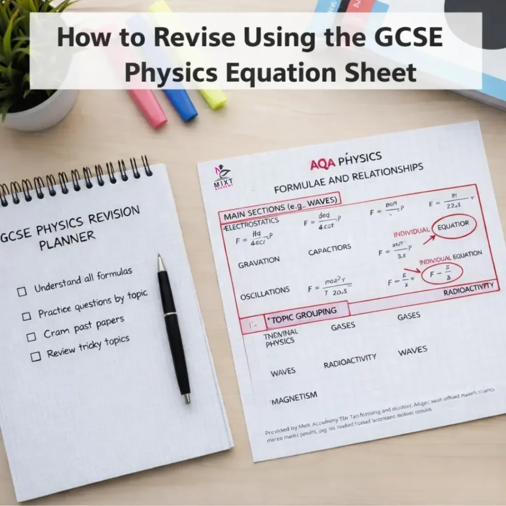 revision-planner-using-the-GCSE-Physics-equation-sheet-mixt-academy