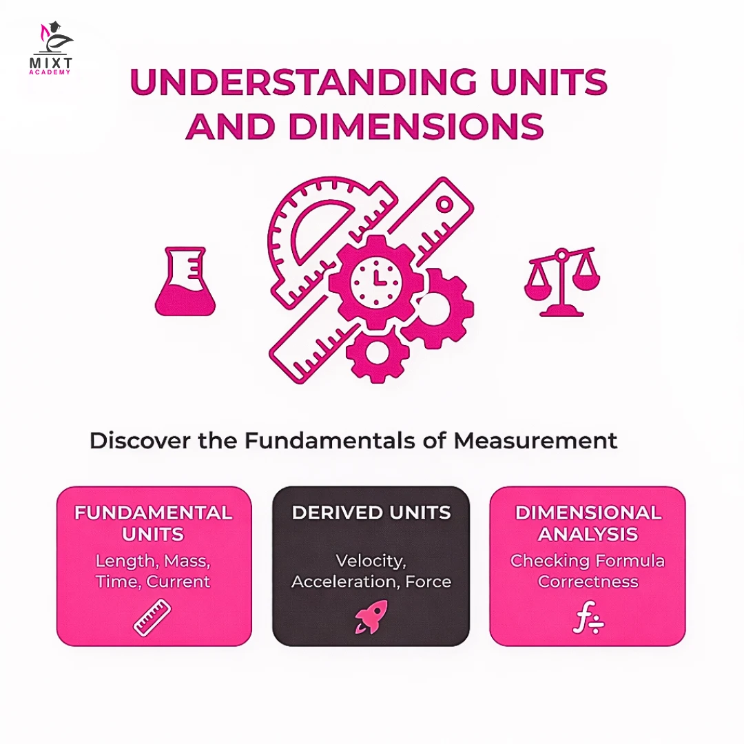 An image showing units and dimensions symbols