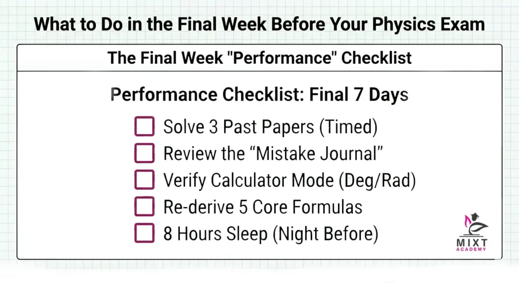 Do in the Final Week Before Your Physics Exam