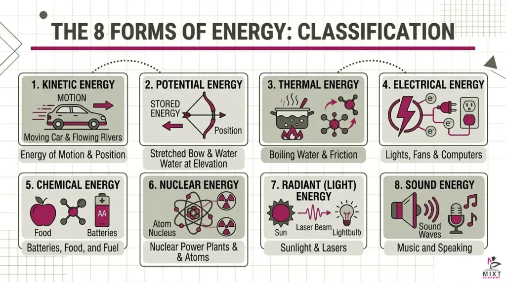Types of Energy in Physics the 8 forms of energy